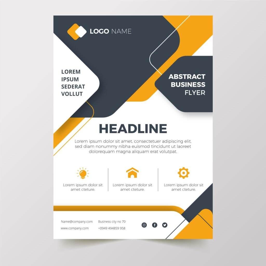 a flyer with a yellow and black design