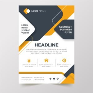 a flyer with a yellow and black design