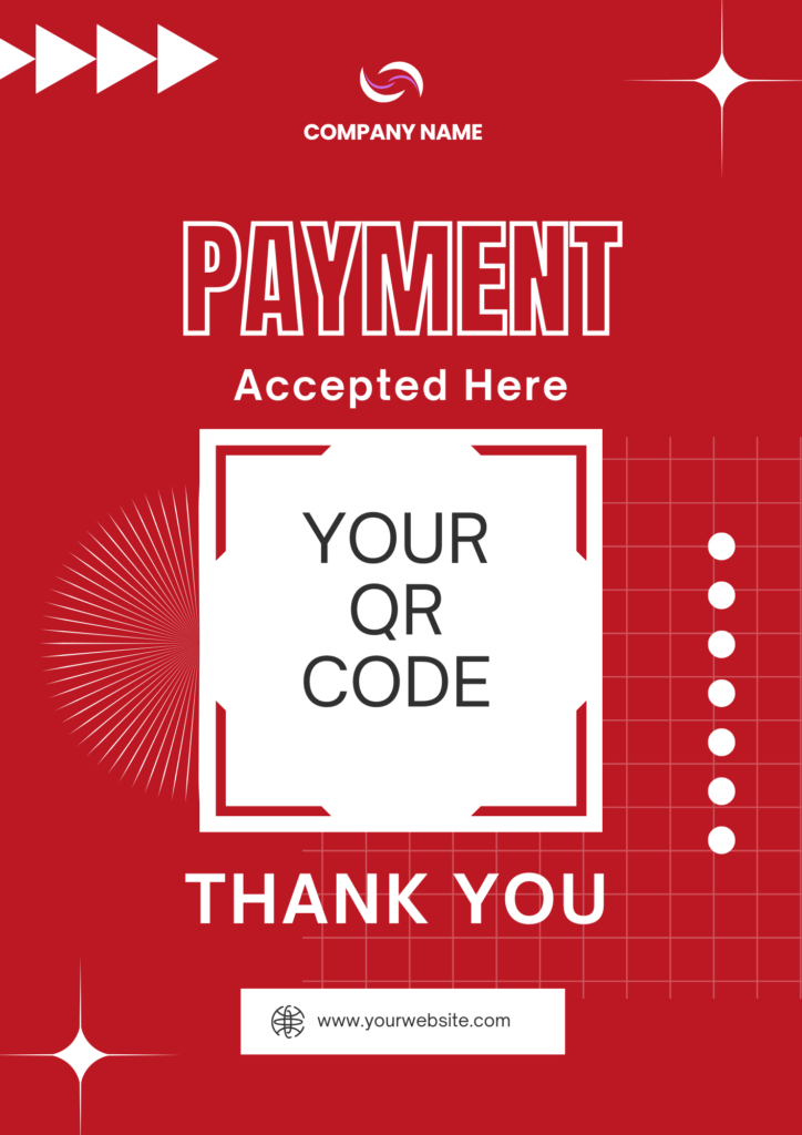 Payment Accepted Here QR Code Red Poster