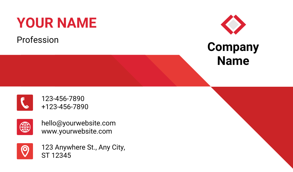 Simple Red White Business Card
